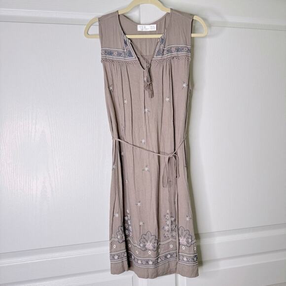 Time and Tru Brown Midi Dress with Blue Accents - Picture 15 of 15